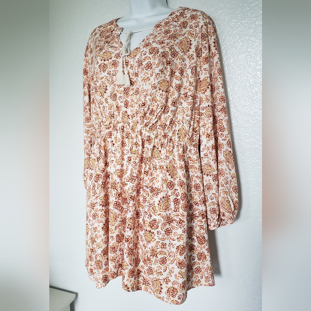 Maternity Peplum Long Sleeves Flowy Tunic Blouse Top Size XL Floral Print